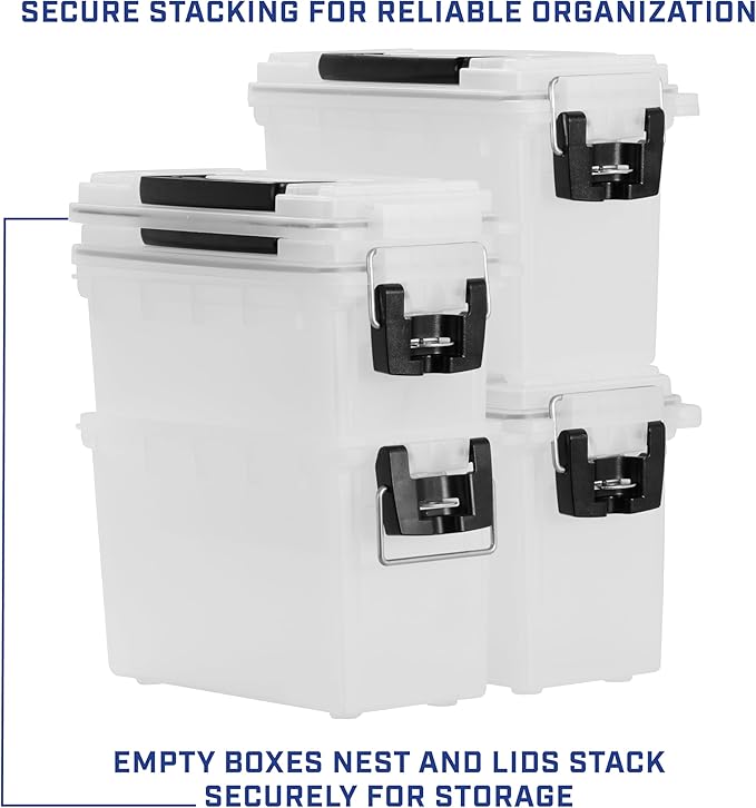 Sheffield 12793 2-Pack Ammo Storage Box, Stackable .30 Cal Field Boxes, Water and Dust Resistant, Lockable Storage Box with Handle, Secures Hunting Gear, Supplies, and Bullets, Made in The USA, Frost