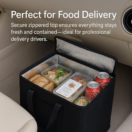 musbus 2-Pack, XL-Large Insulated Grocery shopping bags, Black, reusable bag,thermal zipper,Collapsible,tote,cooler,food transport hot and cold,camping, delivery groceries freezer