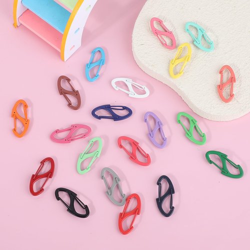 JJUNW 20 Pcs Alloy S Carabiner Clips, Dual Opening Design, Keychain Spring Snap Hooks Mini Carabiner Clip, for Dual Wire Gate Clip Interlocking Keychain Clip Tiny Clip Attachment (Color)