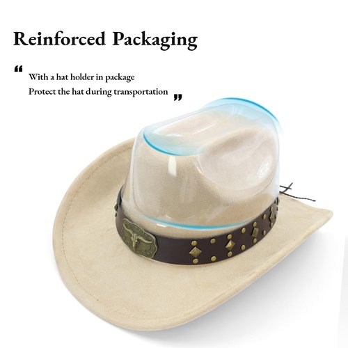 LIDHAY Cowboy Hat for Women Men with Shapeable Wide Brim Western Suede Hat for Cowboys and Cowgirls XG-JPNT Camel