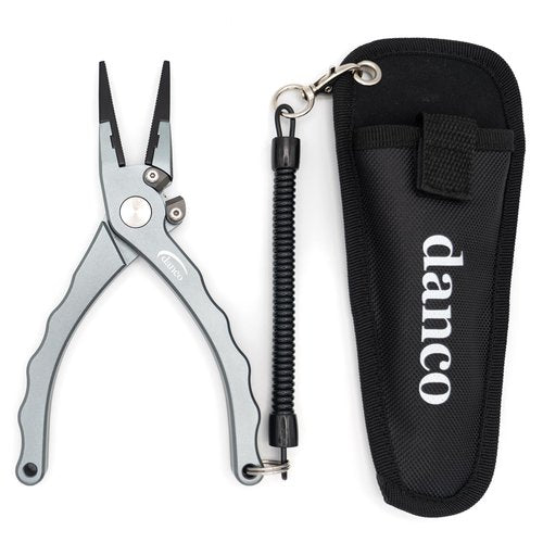 danco 7.5-inch Aluminum Fishing Pliers with Tungsten-Carbide Side Cutters - T6-6061 Aircraft Grade Aluminum Construction - Saltwater Resistant Fishing Pliers with Sheath