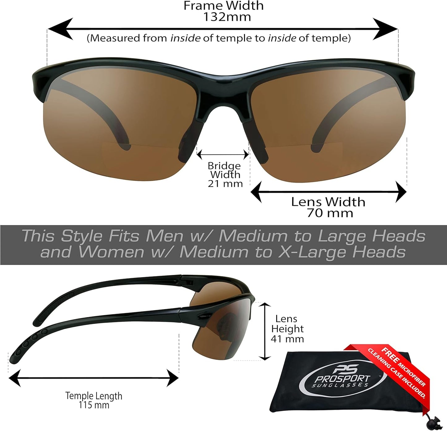 proSPORT BIFOCAL Sunglasses Readers Tinted Mens Womens High Definition Amber Yellow Smoke +1.50 +1.75 +2.00 +2.25 +2.50