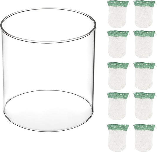 10 Pcs Propane Lantern Mantles with Glass Globe Replacement – Compatible with Coleman Fueled Lanterns – Fits Models 290, 220, 228, 235, 252, 206, 290A, 295, 2600-A50, 2600-A50C, 2600-A57, 3000000946