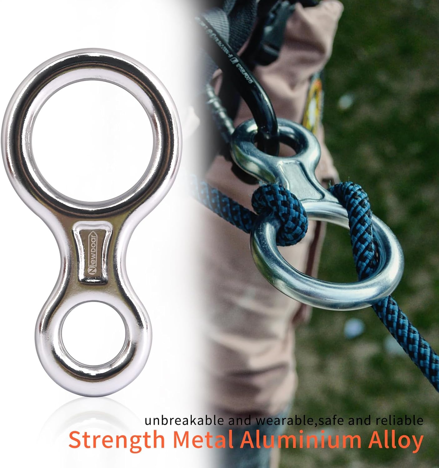 NewDoar Climbing Gear Downhill Equipment, Descender Rappel Rock Climbing Descending Belaying Equipment Rescue Figure 8 Descender Rigging Plate 35KN for Climbing Belaying and Rappeling Device
