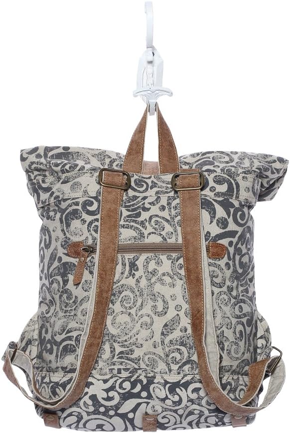 Myra Bag Floral Cowhide & Upcycled Canvas Backpack S-1161
