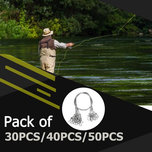QISHUO Rigs Stainless Fishing Leader Steel High Strength Fishing Leader Saltwater Fishing Freshwater Wire Leaders Lures White Nickel, #4, 50lb, 11.8in, 30pcs