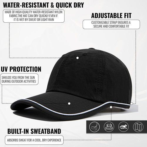 CLAPE Quick Dry Running Hat, Cooling Breathable UPF50+ Sun Protection Baseball Cap Reflective Unstructured Outdoor Sport Cap