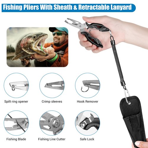 3 Layers Fishing Tackle Box, 213Pcs Fishing Lures Kit with Small Fishing Tool Kit Containing Weights Scale, Lip Clip, Hook Remover, Fishing Accessories, Fishing Gear for Beginners Kids, Men, Adults