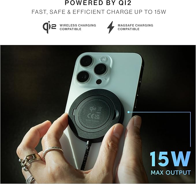 Native Union SnapStand Magnetic Wireless Charger – Qi2 Certified & MagSafe Compatible – Charging Pad & Stand for iPhone 16/15/14/13 & Other Qi-Compatible Devices – Up to 15W Fast-Charging (Sandstone)