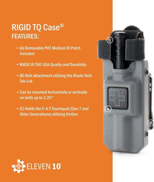 Eleven 10 Rigid TQ Case for C-A-T Tourniquet | Black Holster Attachment for Safari Holsters (Basketweave, RDS Mount)