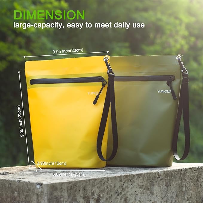 Water-resistant Zipper Pouch 2 Pack, Multi-Purpose Storage Bag Gear Bag for Outdoor Travel Beach Pool Fishing Dirty Clothes Wet Swimsuits (Yellow02)
