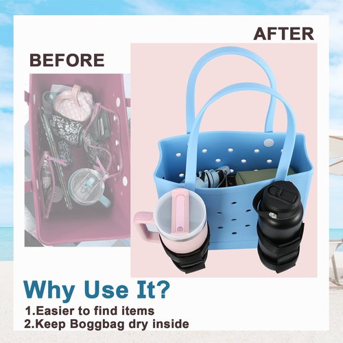 INCYCALL 1 Pack Bogg Bag Cup Holder for Stanley/Owala/Yeti, Large Cups Holder Fit 16-40oz, Adjustable Bogg Bag Cup Holder Accessories Compatible with All Bogg Bag, Black