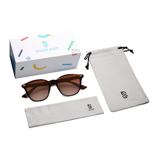 SOJOS Retro Kids Square Polarized Sunglasses for Girls Boys Age 3-10 UV400 Protection De Sol Gafas SK5616 Tortoise/Brown Lens