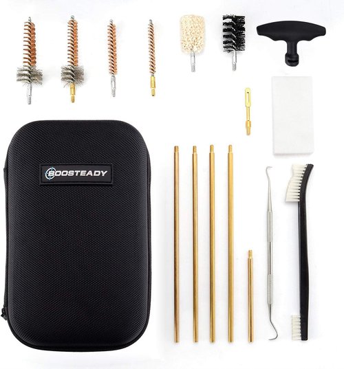 BOOSTEADY 7.62MM Cleaning Kit Pro .223/5.56 Rifle Gun Cleaning Kit with Bore Chamber Brushes Metal Pick Kit Brass Cleaning Rod in Zippered Organizer Compact Combo Case