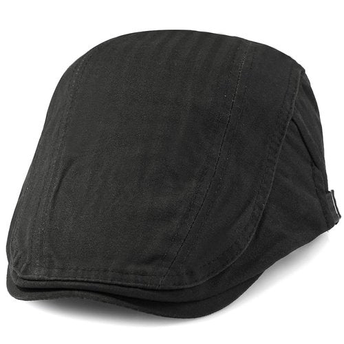 Taidor Newsboy Hats for Men Flat Cap Cotton Adjustable Breathable Irish Cabbie Ivy Driving Hunting Hat Black