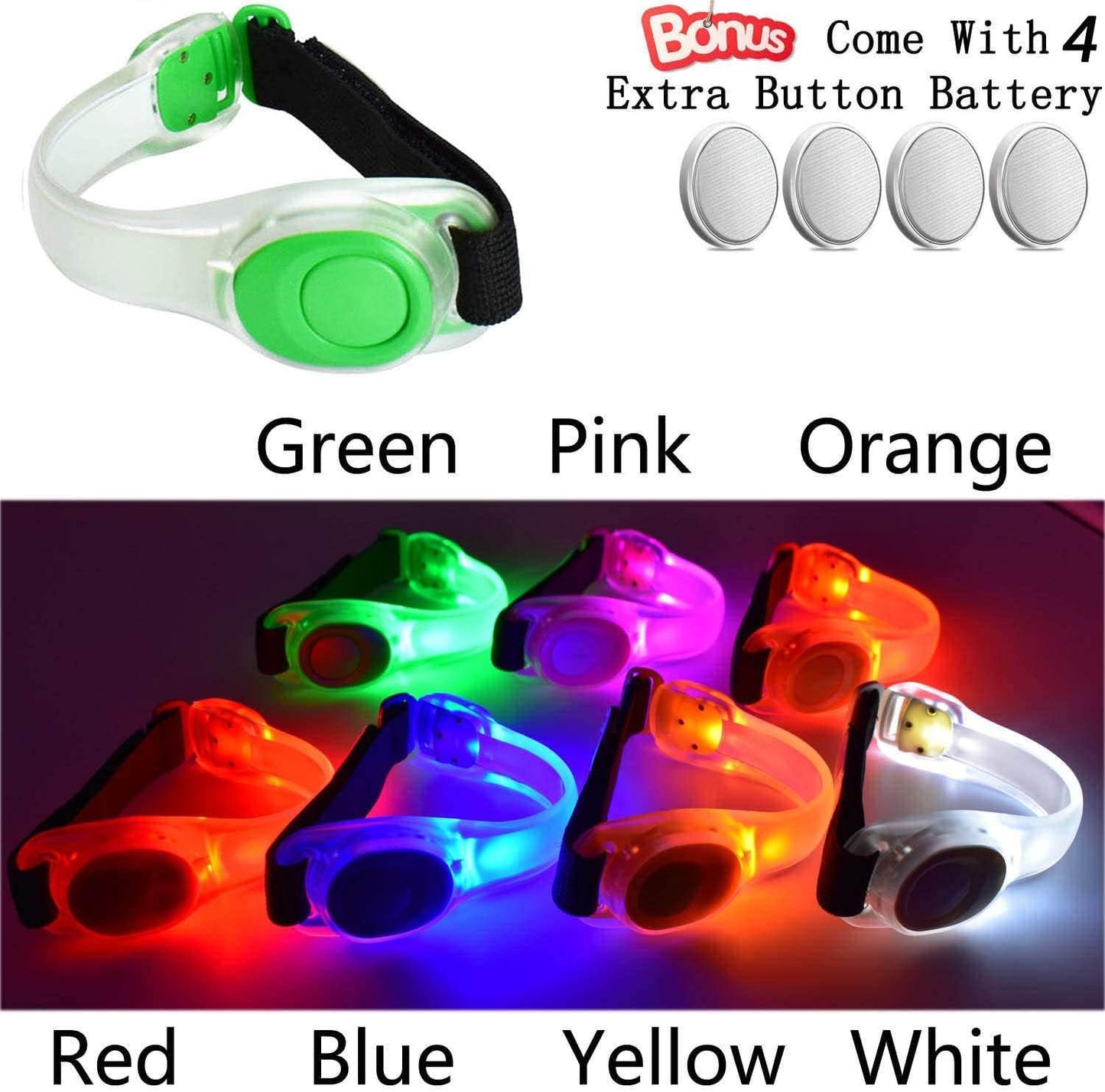 Premium LED Light Up Armband, Reflective Adjustable Wearable Silicone Running Belt Strap/Waterproof Glow in The Dark for Running Jogging Walking Cycling Concert Camping Outdoor Sports