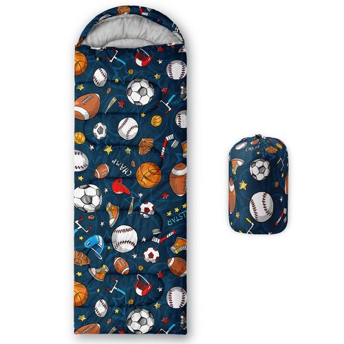 Axolotl Ball 3 Season Waterproof Camping Sleeping Bag for Adults Boys Teens, Lightweight Cold Weather Helmet Star Shoes Sleeping Bag for Hiking Outerdoors, Blue
