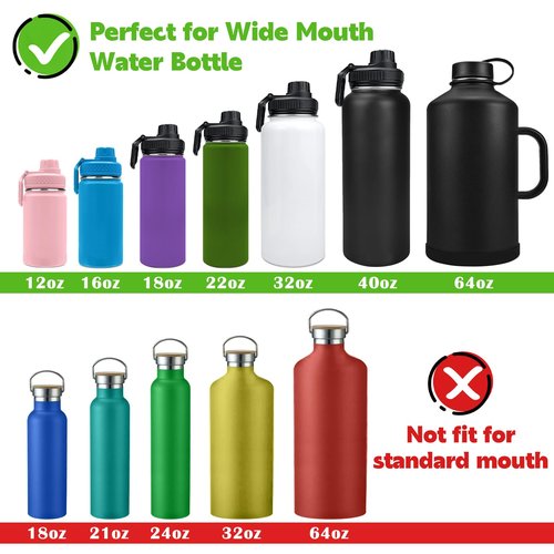 XccMe Spout Lid for Hydro Flask Wide Mouth Sport Water Bottles,2 Pack Replacement Lids for Most 12,14,16,18,20,22,32,40,64oz Wide Mouth Water Bottles with Handle Easy to Carry (Black2)