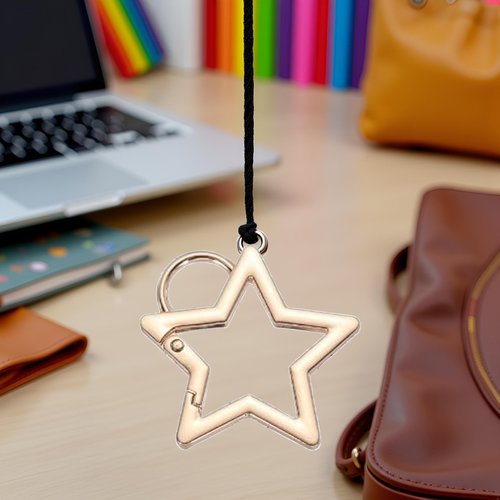 Star Shaped Stainless Steel Keychain Clip Carabiner Snap Hook Holder Star Hook Clip Key Holder Keyrings Carabiners Small, Accessory and Keychain Carabiners (Golden)