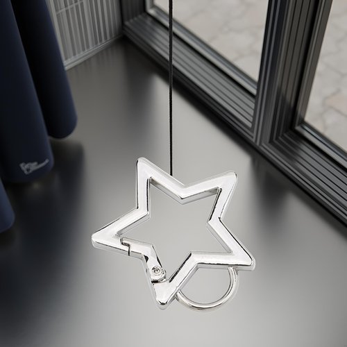 JJLFresheners Silver Star Shaped Stainless Steel Carabiner Snap Hook Holder Keychain Clip Carabiner Hook Clip Key Holder Accessory, Car Keychain