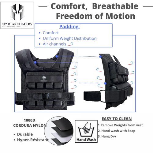 40 lb Weighted Vest - Adjustable Weighted Vest 40 lbs with iron weights. Tone fitness 40 pound weighted vest for men, for women 40lb. For walking, running, rucking. Strength Training Exercise - Workout vest