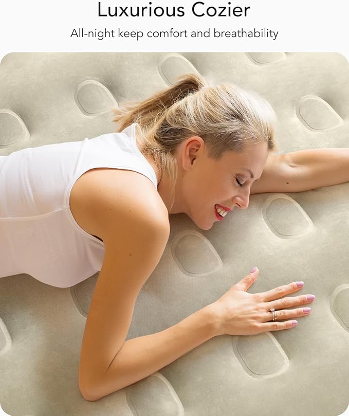 iDOO Air Mattress Queen with Built in Pump, Inflatable Mattress Queen Size, 18" Raised Blow up Mattress for Camping, Guests, Portable & Waterproof Air Bed, Colchon Inflable