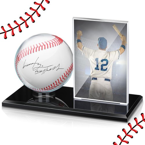 DoubleFill Acrylic Baseball Display Case for Ball and Cards Clear Base Ball Holder Ring Stand Set Centerpieces Protector Memorabilia Showcase for Official Size Baseball(Small)