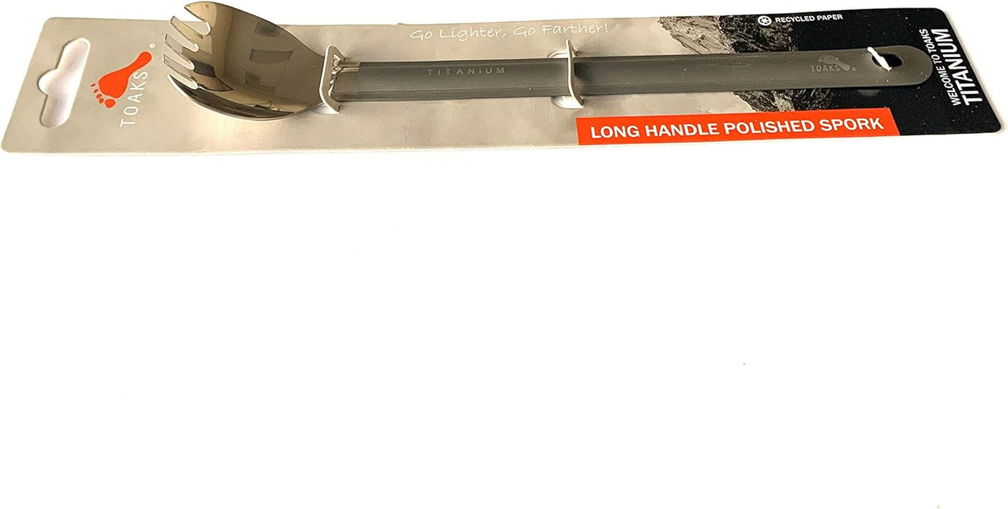 TOAKS Titanium Long Handle Spork with Polished Bowl