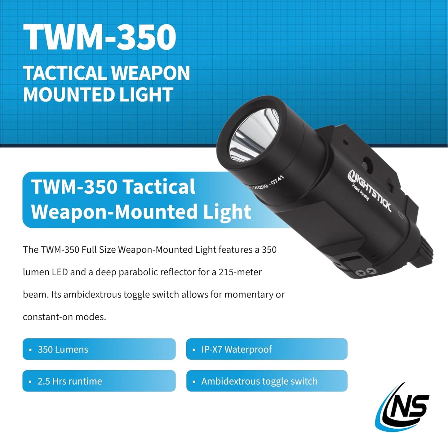 Nightstick TWM-350 Tactical Weapon-Mounted Light, Black