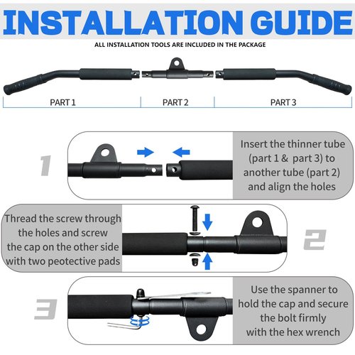 Rotating Lat Pull Down Bar 39.4'' Lat Pulldown Attachments for Pulley System Gym Cable Machine LAT Pull Down Machine, Lat Pulldown Bar Cable Machine Attachment Cable Attachments for Gym