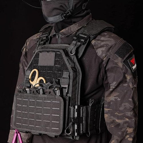 PIKEON Tactical Vest for Men Quick Release Adjustable Airsoft Vest Laser-Cutting Modular Lightweight Vest (Black)