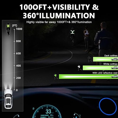 UWEFZHYIE Reflective LED Running Vest Safety Top Gear Battery-Powered Light up Adjustable Reflective Vest for Running Cycling Walking for Men Women