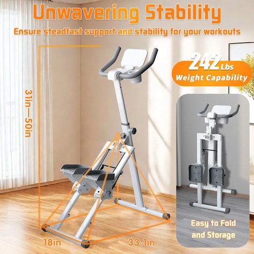 TOGIEEII Stair Stepper Folding Vertical Cardio Exercise Climber Stair-Master for Exercise at Home Full Body Workout Machine with Handlebar 242LBS Load with Adjustable Step Range Handlebar & Pedals
