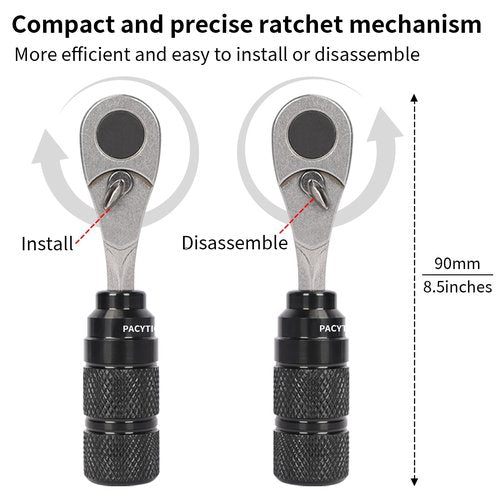Bike Tool Kit, Bike Repair Kit Mini Ratchet Wrench Set with 10 Bits, 1/4 Ratchet Ratcheting Screwdriver 10 in 1, MTB Road Bike Ratchet Wrench for Tight Spaces With Extension Rod, Storage Case & Bag