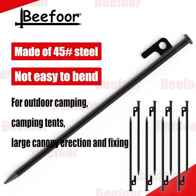 Tent Stakes 12 inch Heavy Duty Tent Pegs Tarp Pegs Camping Stakes for Outdoor Camping Canopy and tarp Suitable For High Winds and All Kinds of Ground 10pc Outdoor Metal Stakes with Storage Bag