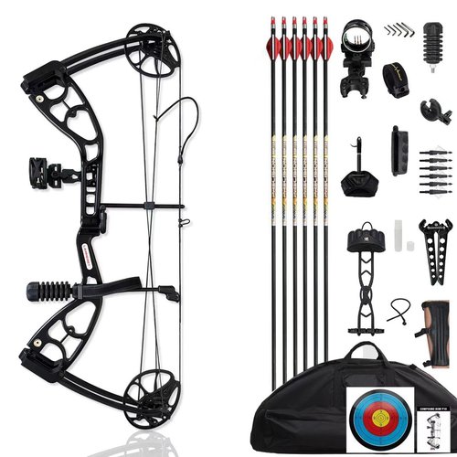 PANDARUS Archery Compounnd Bow Set Fully Adjustable for Adults and Teens,25.4"-32" Draw Length,30-70LBS Draw Weight,Up to 320 FPS,Limbs Made in USA 2025 New(Right Handed Pro Black)