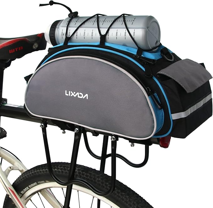 Lixada Bicycle Back Pannier Bag Bicycle Back Seat Bag Saddle Bag Shoulder Bag for Mountain Bike Cycling Outdoor