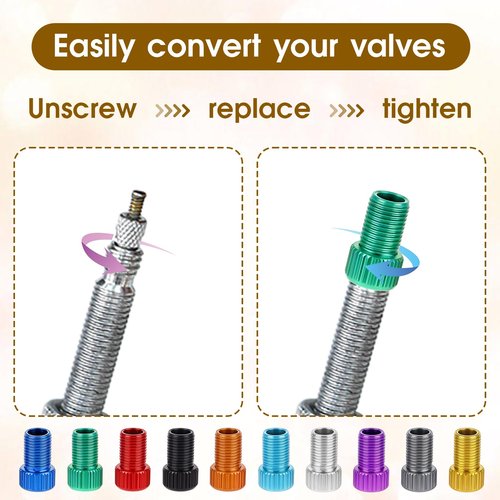 Aluminum Convert Presta to Schrader Converter, 20 Pieces Presta Valve Adapter Colorful Pump Valve Adapter Bike Valve Adapter Standard Bicycle Tube Pump or Air Compressor Tools for Bicycle Bikes Tires