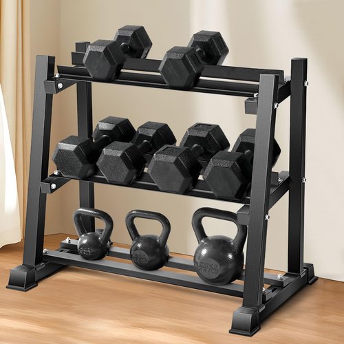Bongkim Dumbbell Rack, Weight Rack for Home Gym, 3 Tier Weight Plate Rack for Dumbbells and Kettlebells, Dumbbells Weights Rack for Home 1100LBS