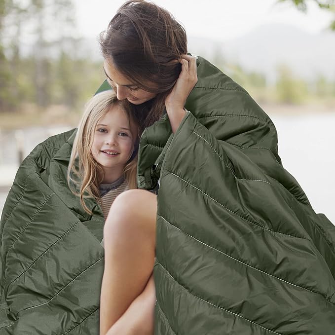 Gold Armour Camping Blanket - Puffy, Packable, Lightweight & Compact Insulated Camping Quilt for Outdoor - Backpacking, Beach, Stadium, Camp, Travel and Hiking Gear Essentials (Olive Green)