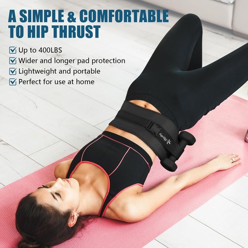 Exercise Hip Thrust Belt - Dumbbell Hip Thrust Belt, Thicken & Widen, Comfortable for Dumbbells, Kettlebells or Plates, Slip Padding, Gym or Home Workouts (black)