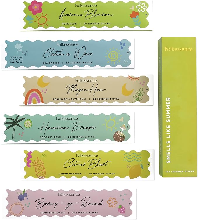 Folkulture Incense Sticks - Set of 6 (120 Sticks) - Sea Breeze, Rosemary, Patchouli Incense Sticks Variety Pack, Inscents-Sticks, Inscense-Sticks Multipack