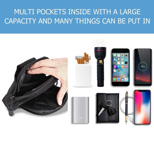 Molle Pouches, Waist EDC Pouch, Small Tool Bags, Cell Phone Zipper Pouch for Men, Belt Bag Tactical Gear Accessories with Carabiner (Black)