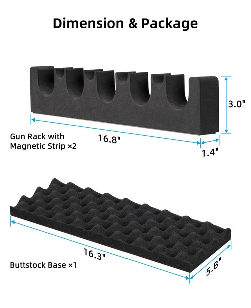 EZshoot Indoor Foam Gun Rack for Storage Rifle Rack with Magnetic Strip Gun Safe Cabinet Accessories Shotgun Holder Quick Access Rack for Outdoor