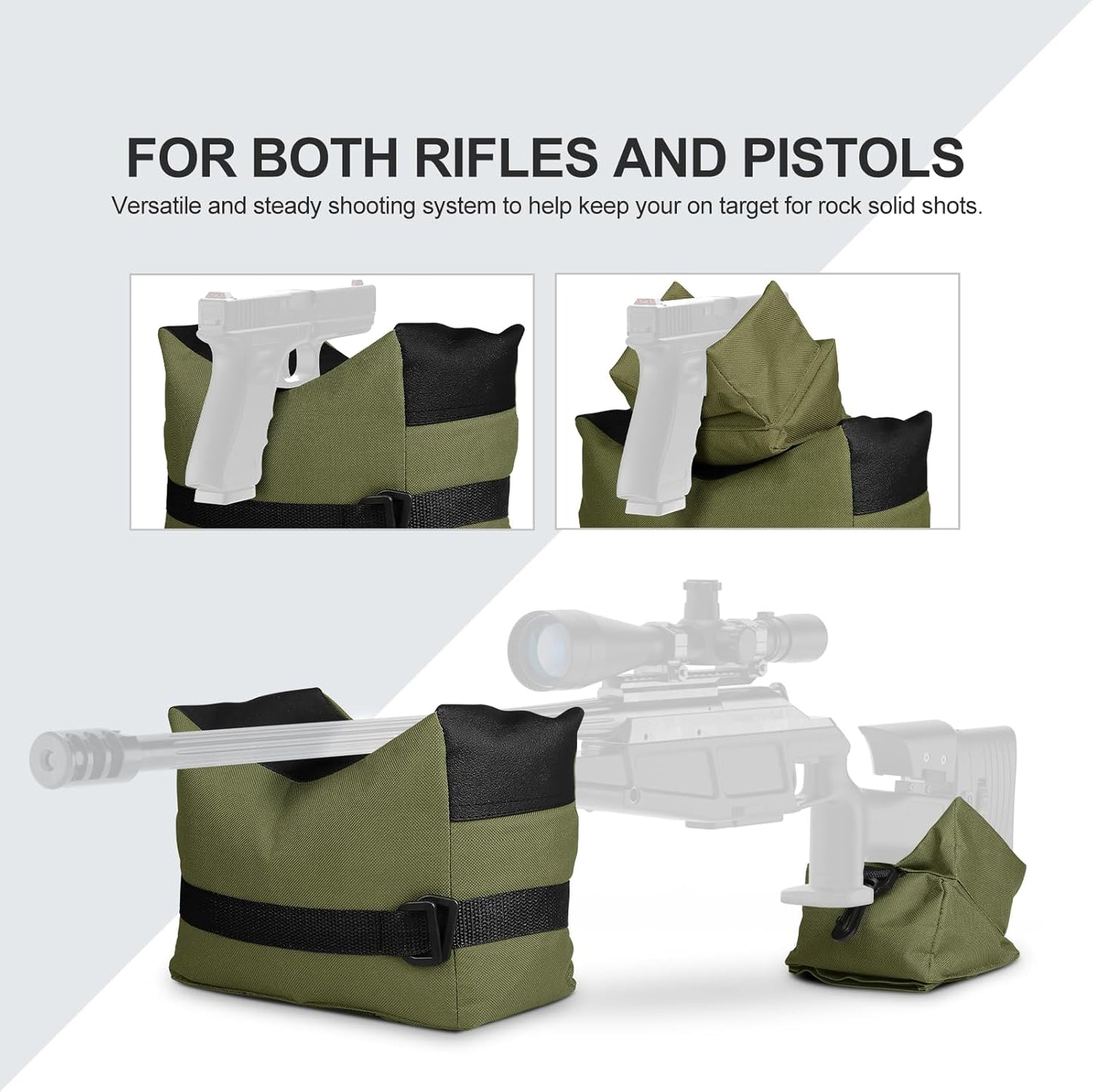 Twod Outdoor Shooting Rest Bags - Target Sports Bench Rest with Front & Rear Support SandBag Stand Holders for Gun Rifle Shooting Hunting Photography - Unfilled