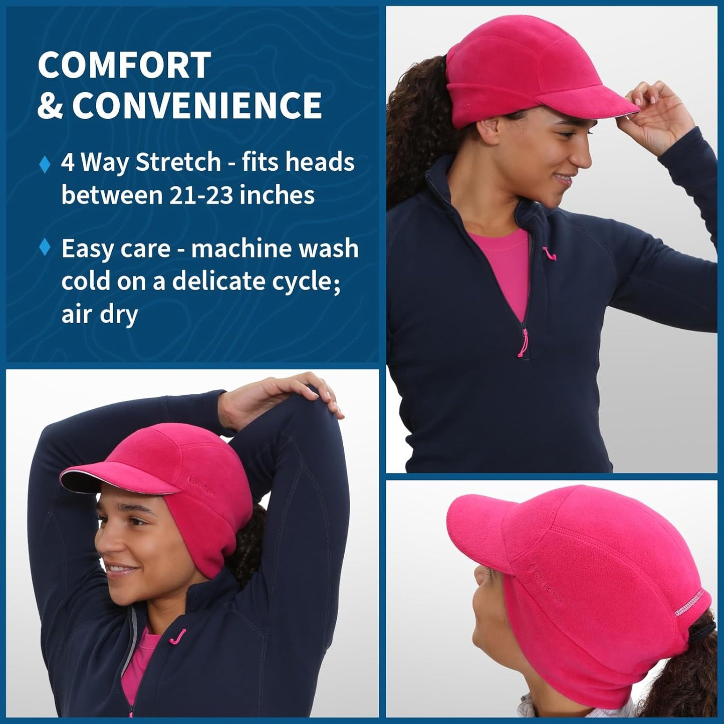 TrailHeads Fleece Ponytail Hat for Women – Trailblazer Reflective Winter Hat with Ponytail Hole for Workouts