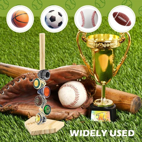 Baseball Wooden Ring Holder Softball Championship Ring Holder Stand Baseball Ring Display Stand Stacked Ring Storage Organizer Birthday Gift for Kids Dad Grandpa (wood Color)