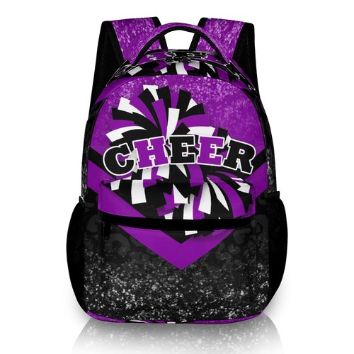 HJKLONE Cheer Backpack for Cheerleaders, Cheerleading Gifts for Teams, Cheerleader Backpack for Women (Black&Purple)