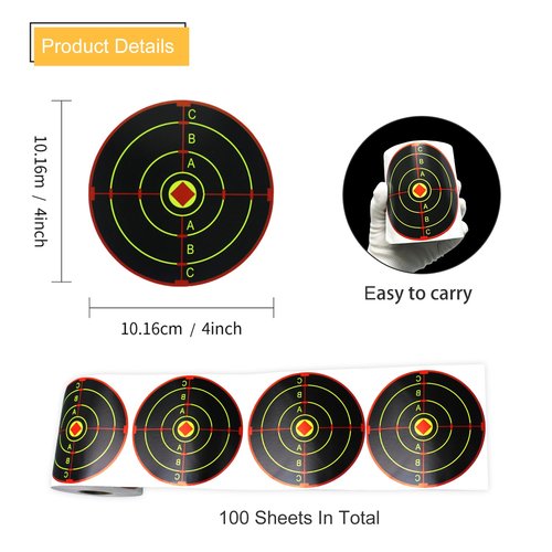 Splatter Targets for Shooting, 4-inch Self Adhesive Shooting Targets Stickers, 200/roll, Highly Visible Instant Feedback Fluorescent Yellow Impact for BB Gun, Pellet Gun, Airsoft