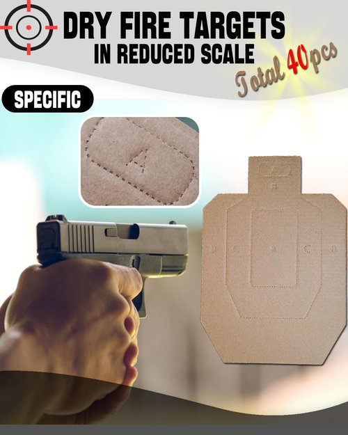 Zivosely 8 Set 40 Pcs Dry Fire Targets Cardboards in Reduced Scale, Cardboard Targets for Shooting Silhouette Simulation Style, Competition Torso Target Shooting Range Practice